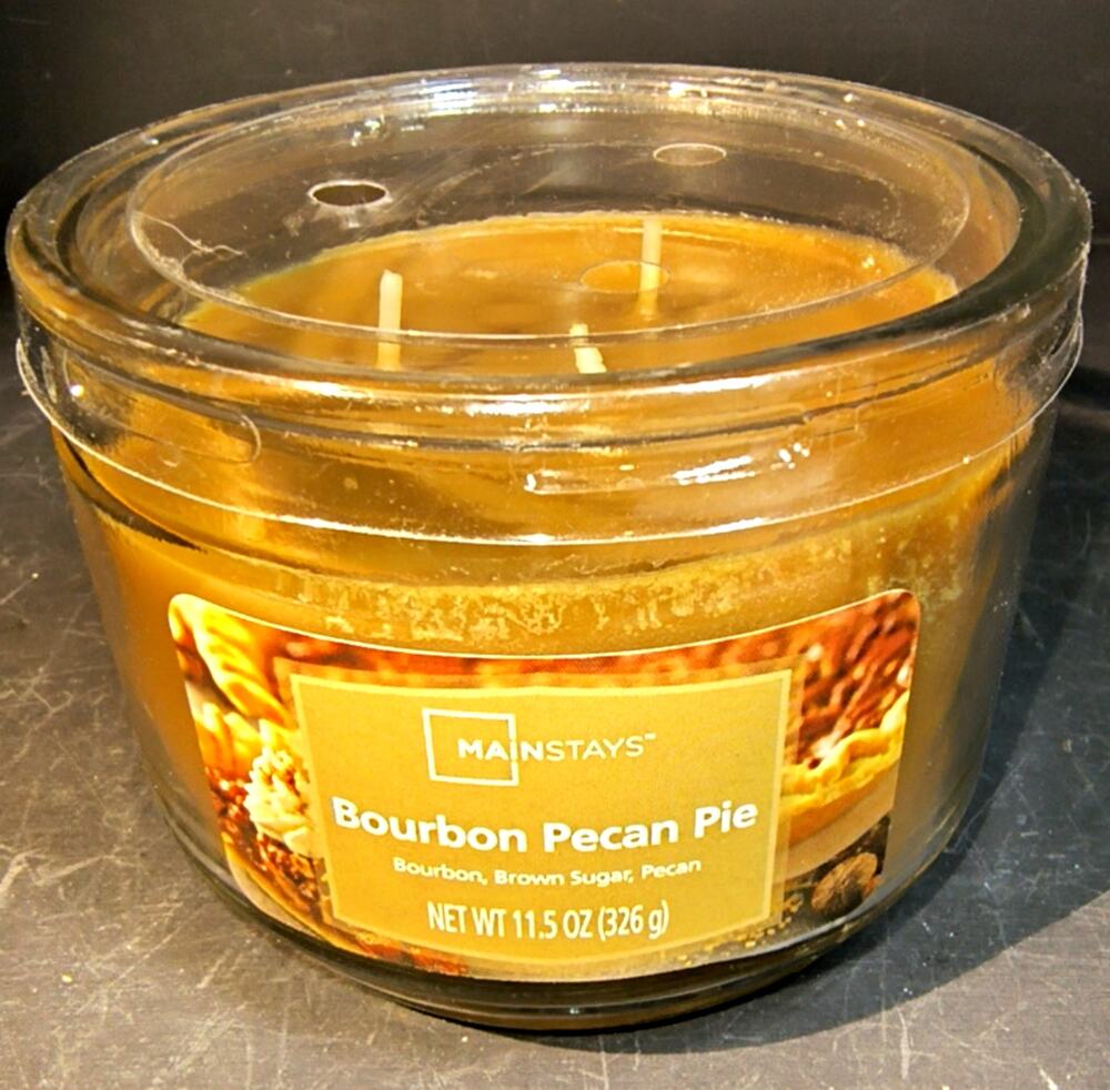 1764.  New Mainstays Bourbon Pecan Pie 3 Wick Candle